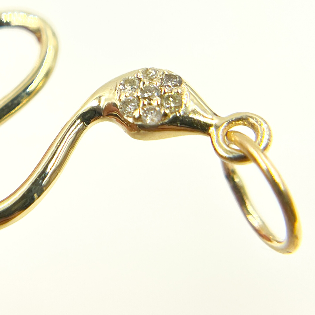 14K Gold Diamond Snake Charm. GDP157