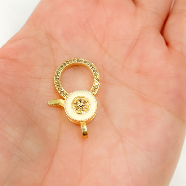 Diamond Sterling Silver Round Enamel Trigger Clasp