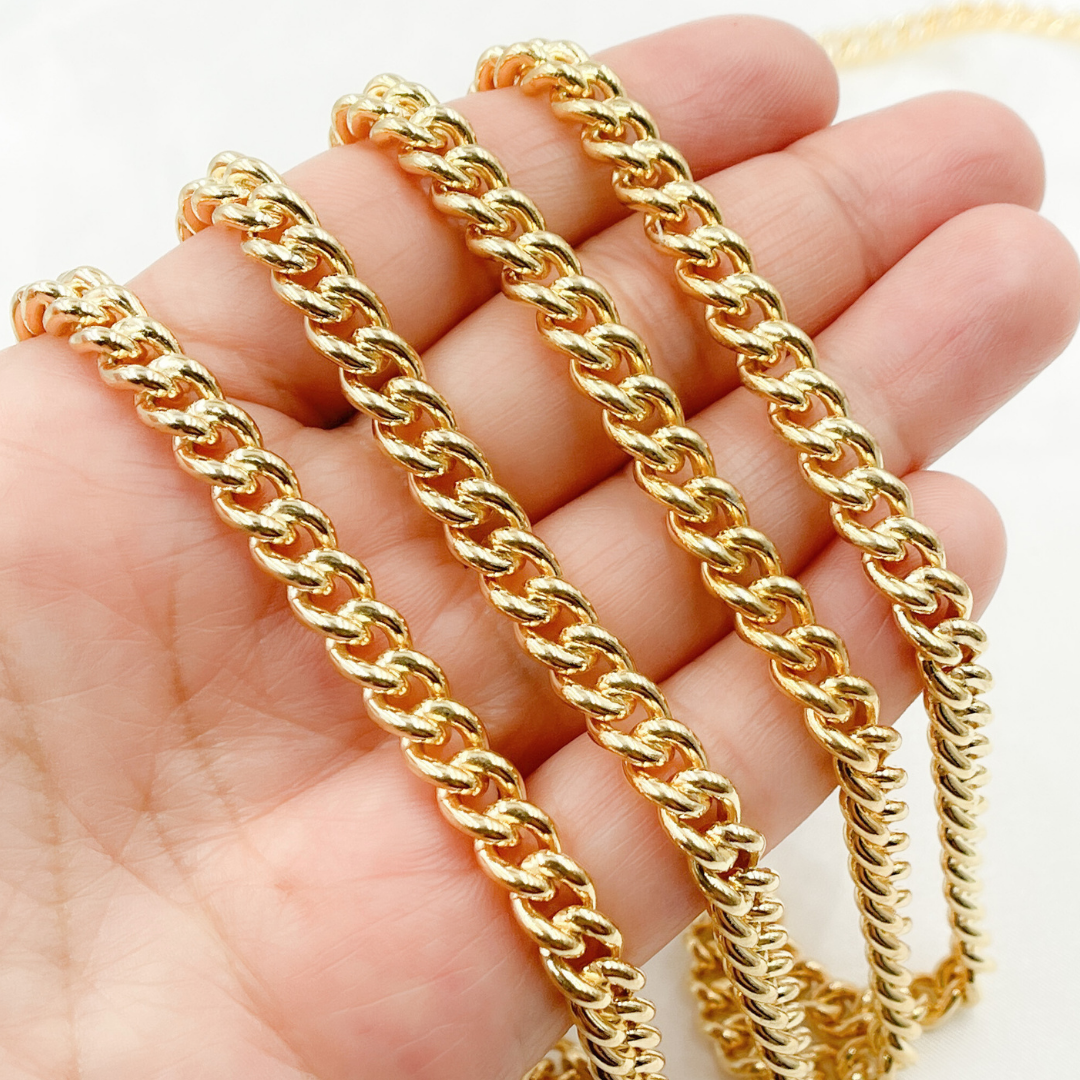 Gold Plated 925 Sterling Silver Smooth Curb Link Chain. 7005GP