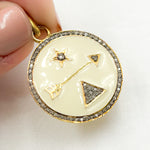 Load image into Gallery viewer, DP523A. Diamond Sterling Silver Round Enamel Pendant
