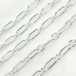 Load image into Gallery viewer, 925 Sterling Silver Hollow Smooth Paperclip Long &amp; Short Link Chain. V200SS
