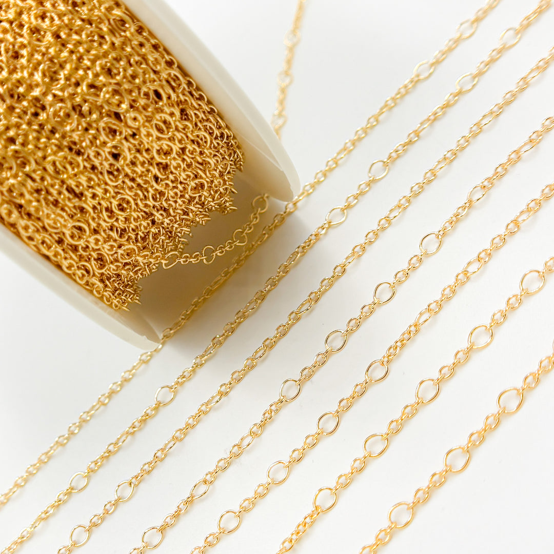V303GF. 14K Gold Filled Long & Short Round Link Chain