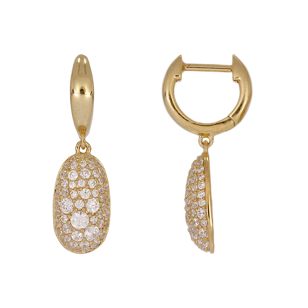 EFL54136. 14K Solid Yellow Gold Diamond Dangle Earrings
