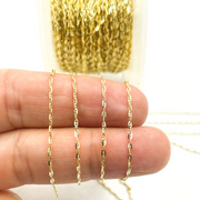 14k Solid Gold Satellite Silver Gold Cube Chain