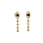 Load image into Gallery viewer, 14K Solid Gold Diamond and Blue Sapphire Dangle Eye Earrings.  EFH52337BS
