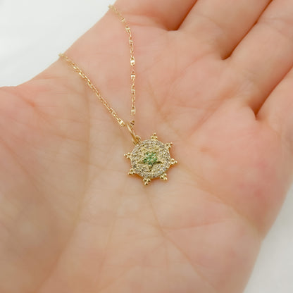 GDP373. 14K Solid Gold Star Charm with Diamonds and Gemstone