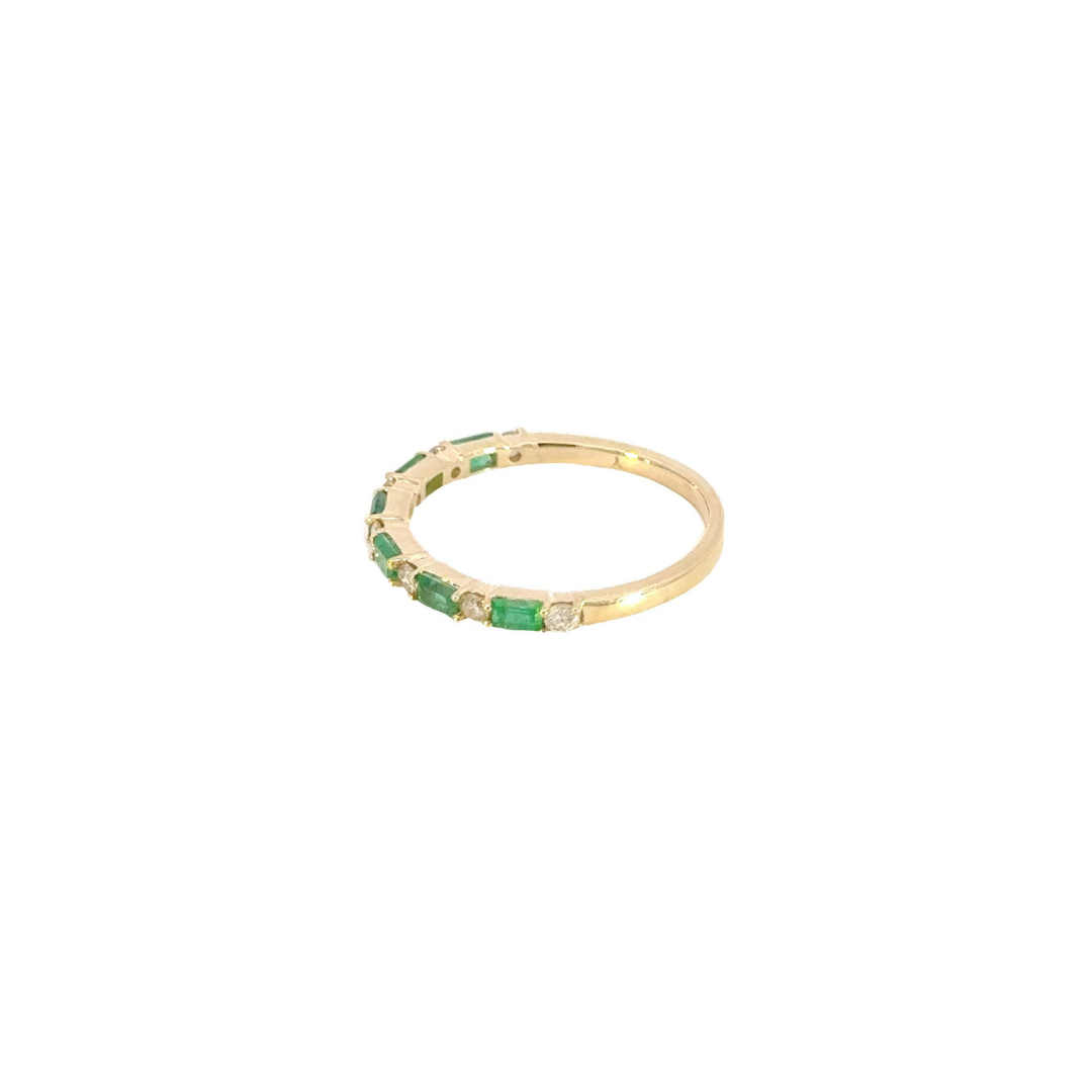 14k Solid Gold Diamond and Emerald Half Eternity Ring. RAB01632EM