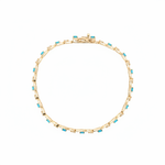 Load image into Gallery viewer, BFH60606TQ. 14K Solid Gold Diamond and Turquoise Fancy Bracelet