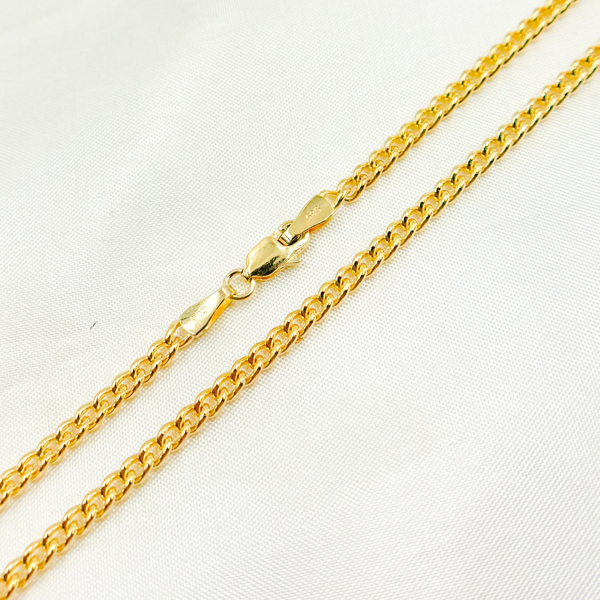 14K Solid Gold Smooth Curb Link Chain