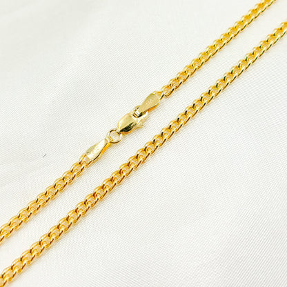 14K Solid Gold Smooth Curb Link Chain