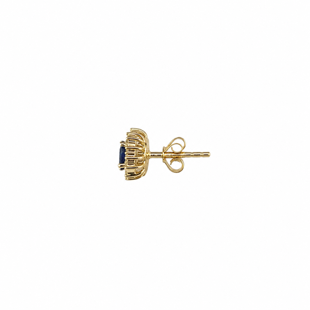 ER117581. 14k Solid Gold Diamond and Gemstone Oval Stud Earrings