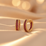 Load image into Gallery viewer, EHZ57668RU. 14K Solid Yellow Gold Ruby Huggies