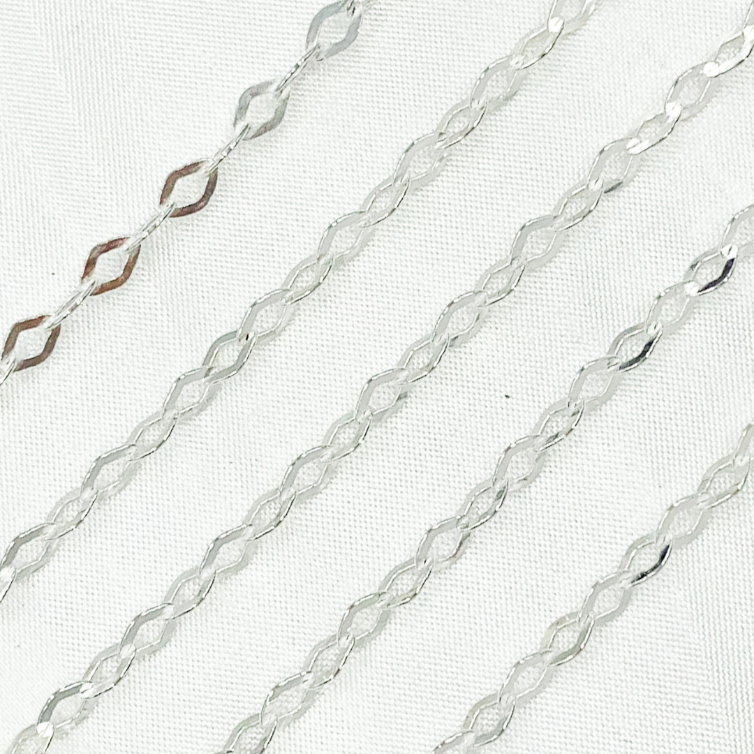 925 Sterling Silver Flat Rhomb Link Chain. Z101SS