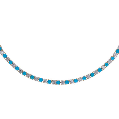 NFQ72599. 14K Solid Gold Diamond and Gemstone Fancy Necklace