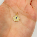 Load image into Gallery viewer, 14K Solid Gold Diamond and Gemstone Star Circle Charm. GDP366
