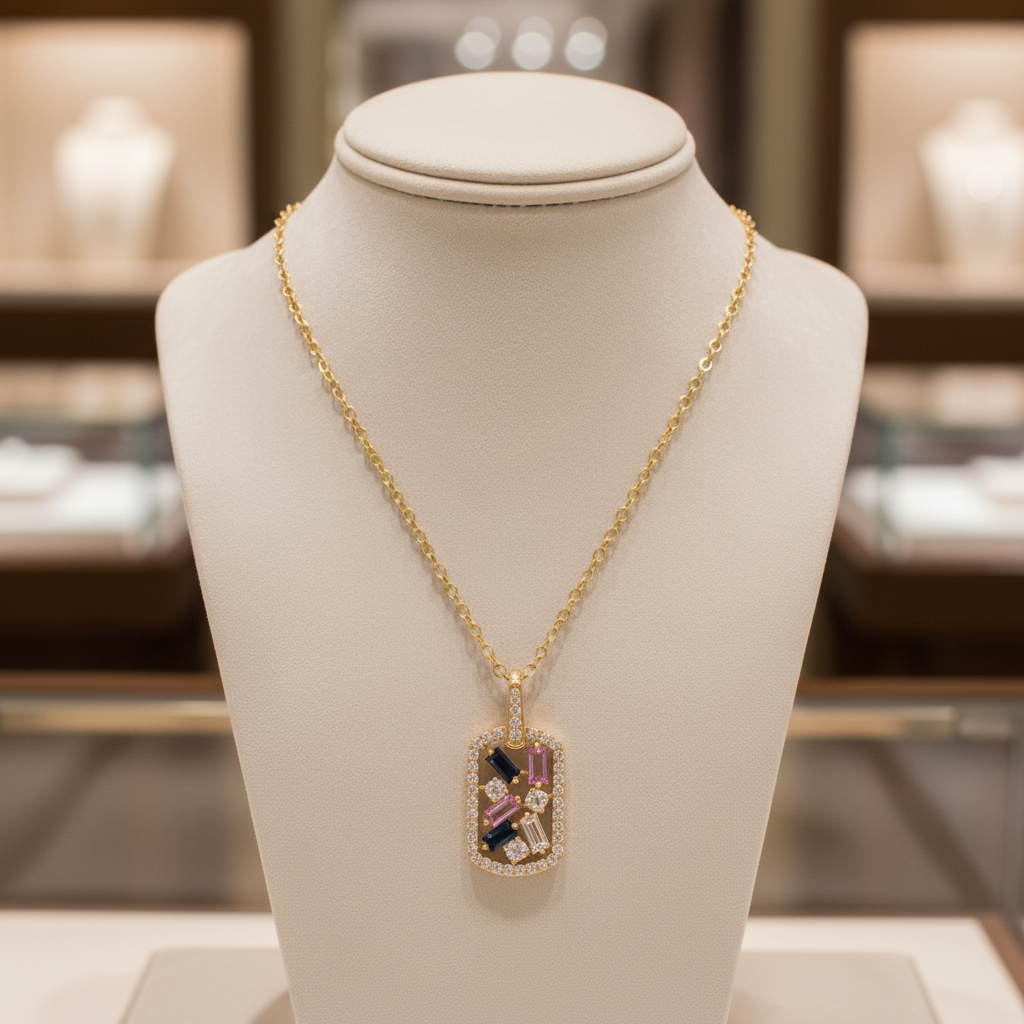 PFH33677BS. 14K Solid Gold Diamond and Gemstones Charm