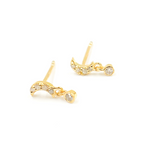 Load image into Gallery viewer, 14K Solid Gold and Diamonds Crescent Moon Earrings. GDT16
