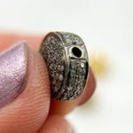 Load image into Gallery viewer, Pave Diamond &amp; 925 Sterling Silver Black Rhodium, Two Tone and Gold Plated Coin Bead. DC835
