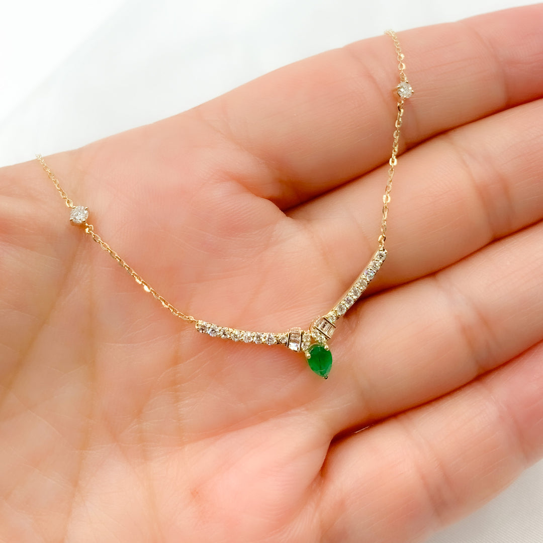 14K Solid Gold Diamond and Gemstone Necklace. NT404446