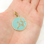 Load image into Gallery viewer, DP846A. Diamond Sterling Silver Round Star Enamel Pendant
