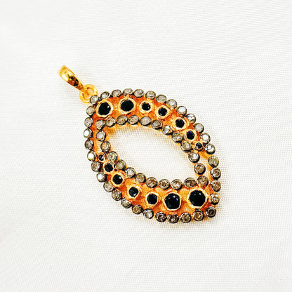 DSP041. Diamond Silver Gemstone Leaf Pendant