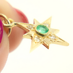 Load image into Gallery viewer, 14K Solid Gold Diamond &amp; Emerald Star Charm. GDP274
