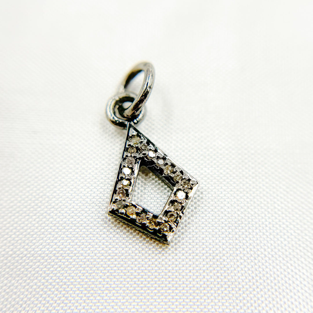 DC360. Diamond Sterling Silver Rhombus Charm