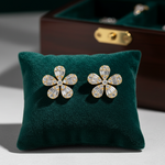 Load image into Gallery viewer, EFL52682. 14K Solid Gold Diamond Baguette Flower Stud Earrings
