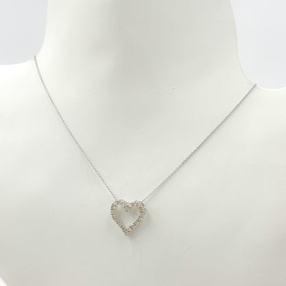 TJ0006. 14K Solid Gold Diamond Heart Shape Necklace