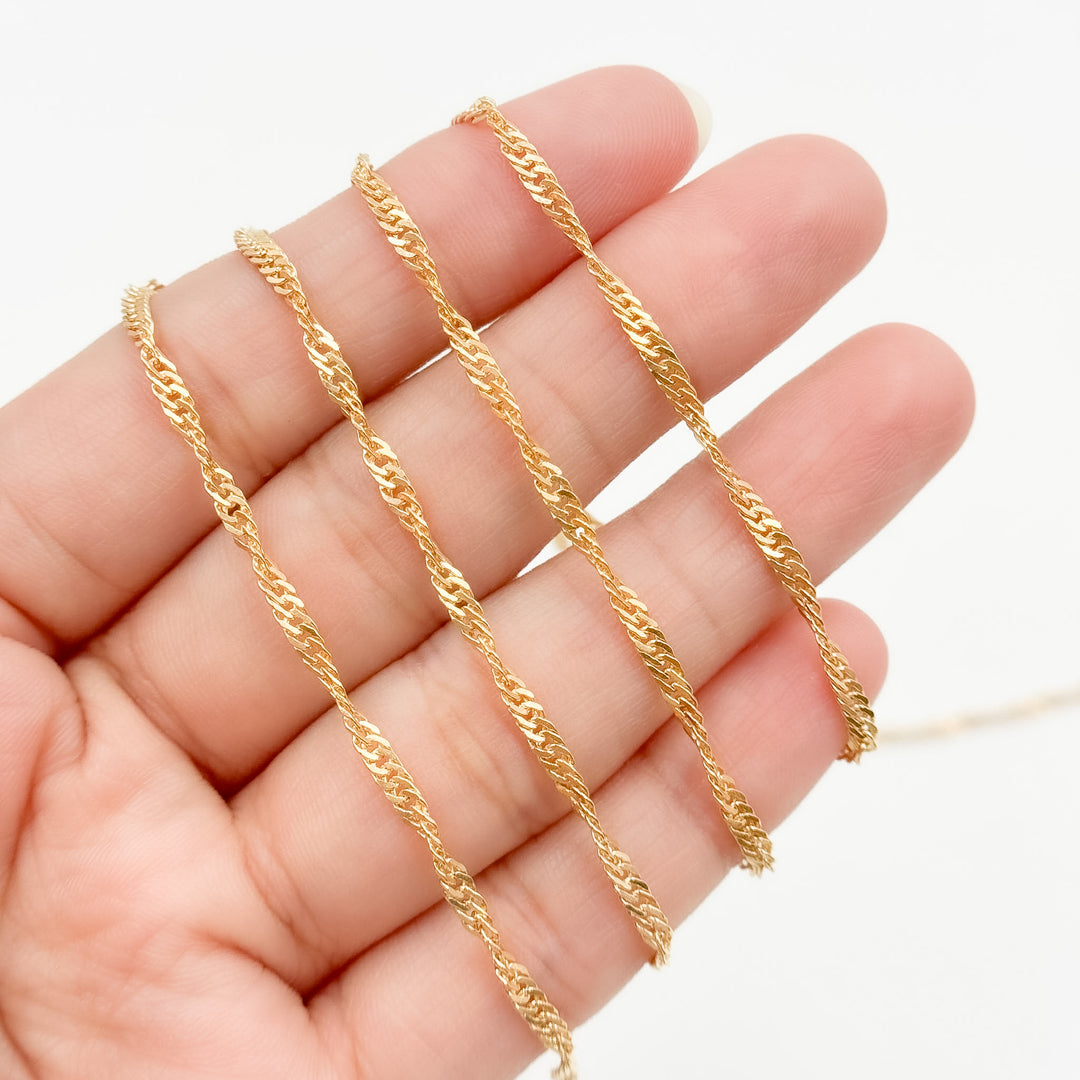 V317GF. 14K Gold Filled Twisted Singapore Unfinished Chain