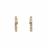 Load image into Gallery viewer, EHF57616. 14k Solid Yellow Gold Diamond Huggie Hoop Earrings