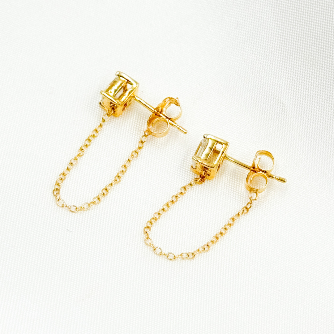 EFI52161. 14k Solid Gold Diamond Dangle Studs