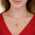 Load image into Gallery viewer, KG191. 14K Solid Gold Diamond and Ruby Square Charm