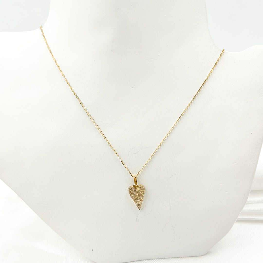 14K Solid Gold Heart Shape Diamond Necklace. PHB38753