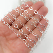 Sterling Silver Oval Textured Cable Link Chain