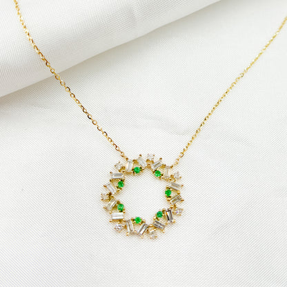 NT402348. 14K Solid Gold Diamond and Gemstone Necklace