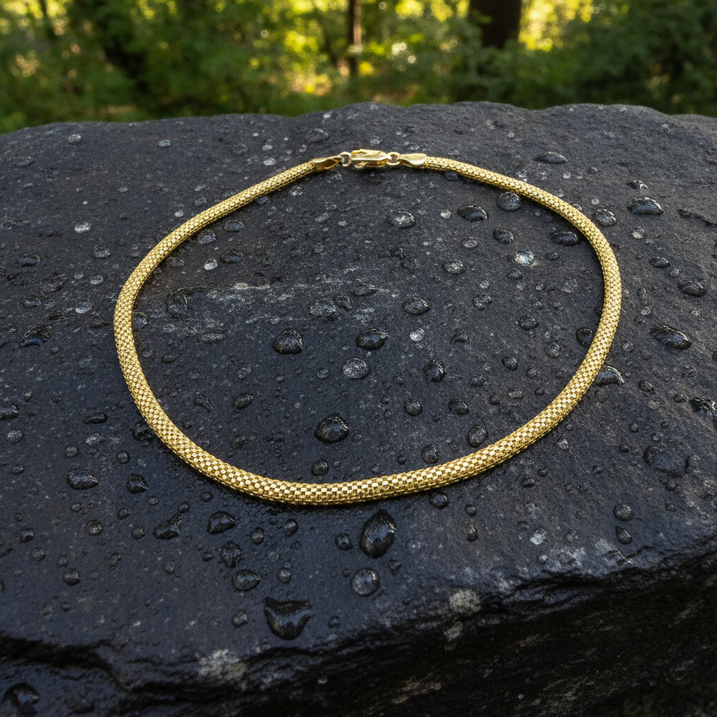 500J02TULIPAN. 14K Solid Gold Bismark Mesh Necklace