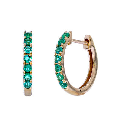 EHZ57450. 14K Solid Yellow Gold Gemstone Hoop Earrings