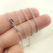 14K Solid White Gold Cable Chain