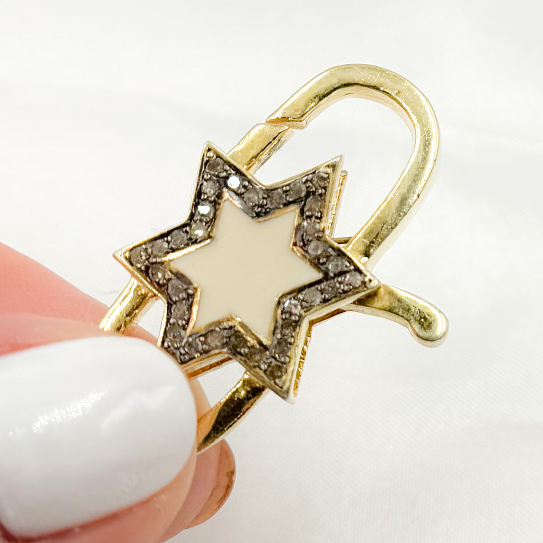 DC610A. Diamond Sterling Silver Star Enamel Trigger Clasp