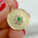 Load image into Gallery viewer, 14K Solid Gold Diamond Charm with Flower in the Center. GDP253
