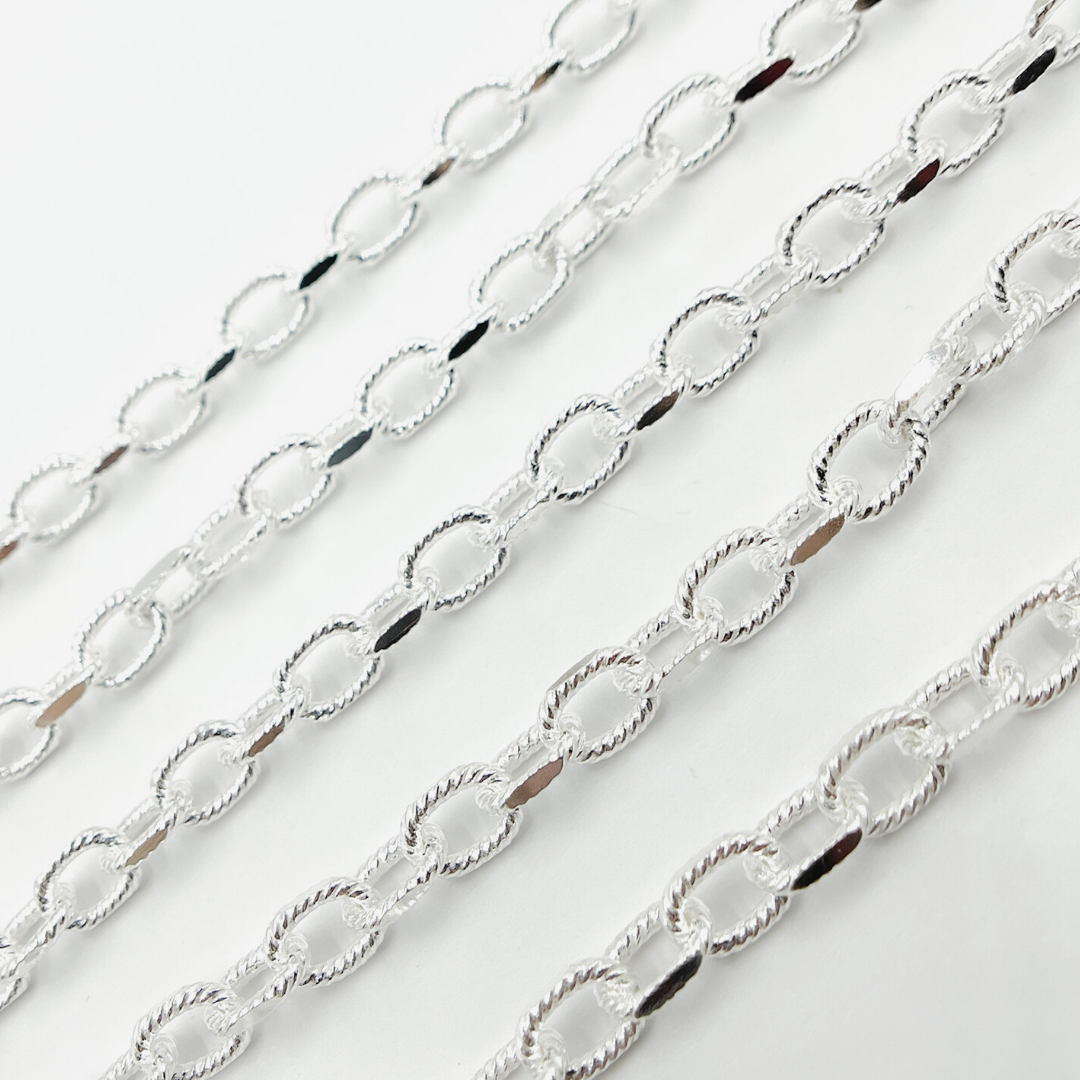 Sterling Silver Twisted & Flat Oval Link Chain
