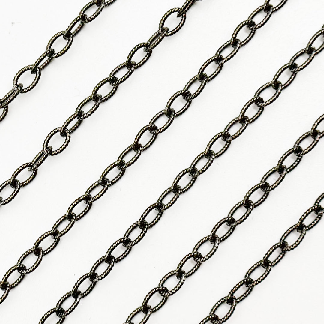 V261BR. Black Rhodium Sterling Silver Twisted Oval Link Chain