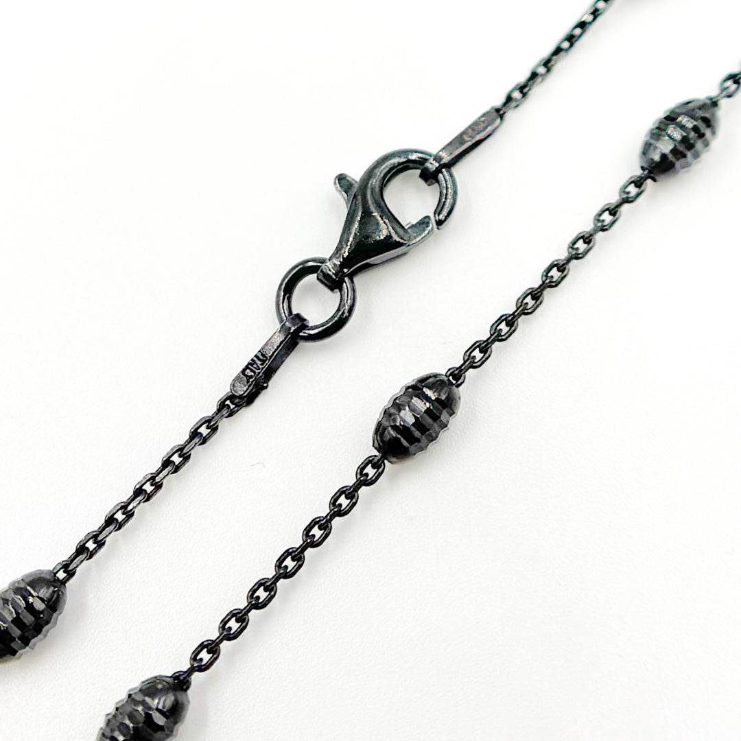 Black Rhodium Sterling Silver Satellite Necklace
