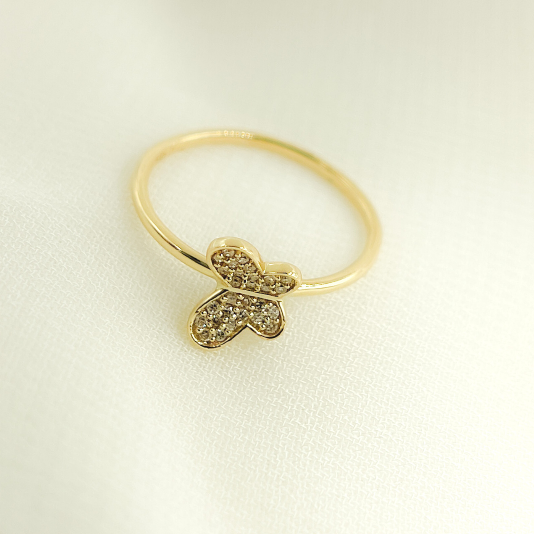 14K Solid Gold Butterfly Diamond Ring. RFB17273