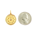 Load image into Gallery viewer, 14K Solid Gold with Diamonds Circle Charm with Star in the Center. GDP285
