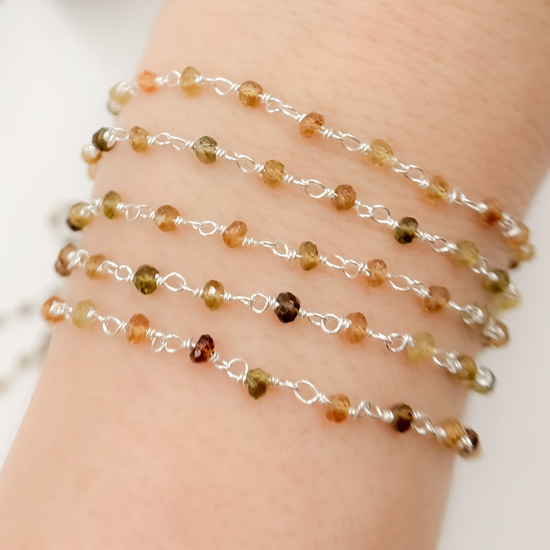 MTO22. Petro Tourmaline Sterling Silver Wire Chain