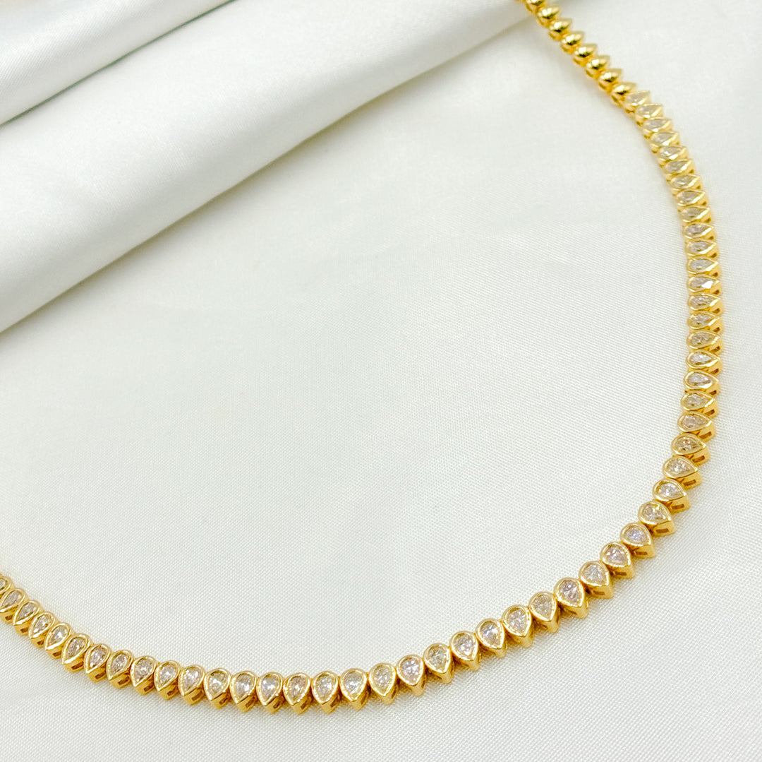 14K Solid Gold Diamond Drop Necklace. NFS71108