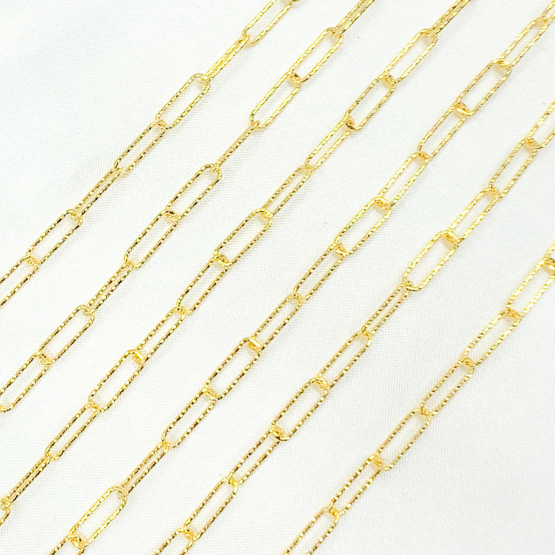 Y80DCGP. Gold Plated Sterling Silver Diamond Cut Paperclip Chain