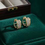 Load image into Gallery viewer, EHH57520. 14K Solid Yellow Gold Diamond Hoop Earrings